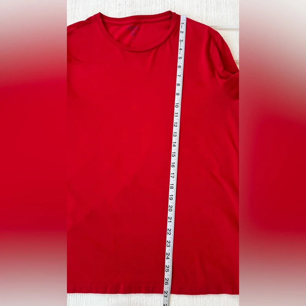 Polo Ralph Lauren Men’s Long Sleeved Tee Shirt Red with Navy Size Medium‎